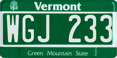 VT license plate WGJ233