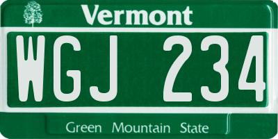 VT license plate WGJ234