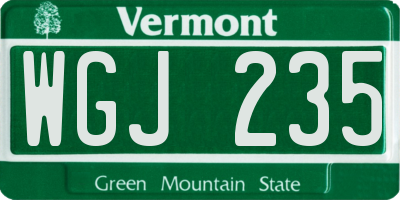 VT license plate WGJ235