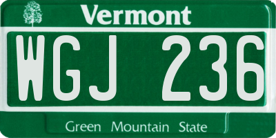 VT license plate WGJ236