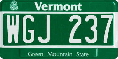 VT license plate WGJ237