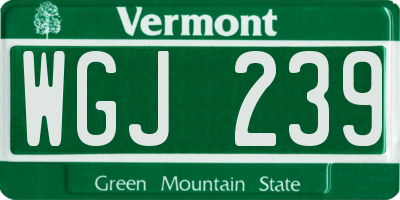 VT license plate WGJ239