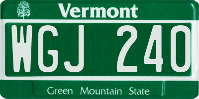VT license plate WGJ240