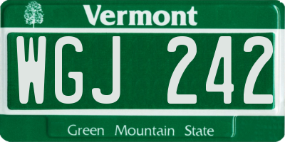 VT license plate WGJ242