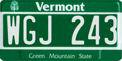 VT license plate WGJ243