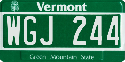 VT license plate WGJ244