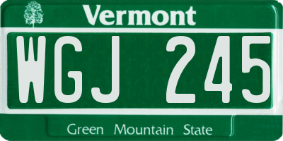 VT license plate WGJ245
