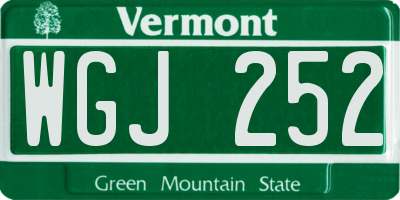 VT license plate WGJ252