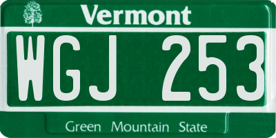 VT license plate WGJ253