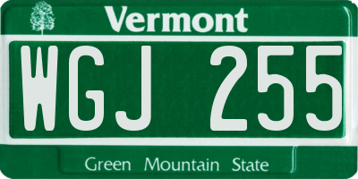 VT license plate WGJ255