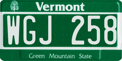 VT license plate WGJ258
