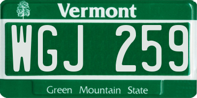 VT license plate WGJ259