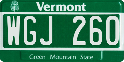 VT license plate WGJ260