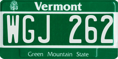 VT license plate WGJ262
