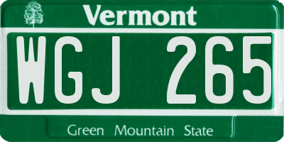 VT license plate WGJ265