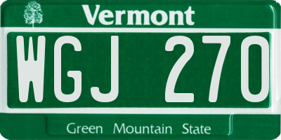 VT license plate WGJ270