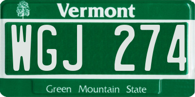 VT license plate WGJ274