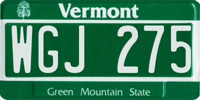 VT license plate WGJ275