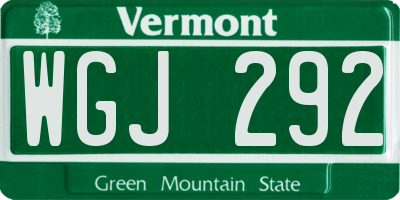 VT license plate WGJ292