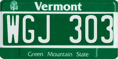 VT license plate WGJ303