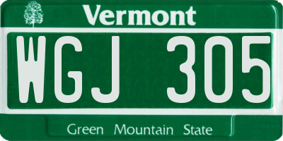 VT license plate WGJ305