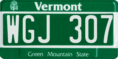 VT license plate WGJ307