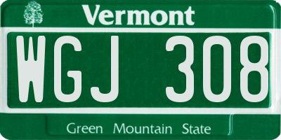 VT license plate WGJ308