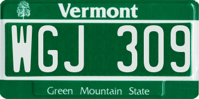 VT license plate WGJ309