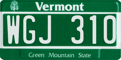 VT license plate WGJ310