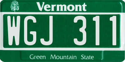 VT license plate WGJ311