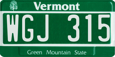 VT license plate WGJ315