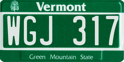 VT license plate WGJ317