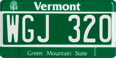 VT license plate WGJ320