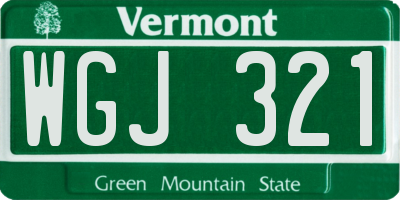 VT license plate WGJ321
