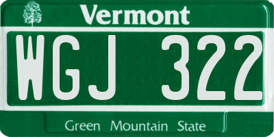 VT license plate WGJ322