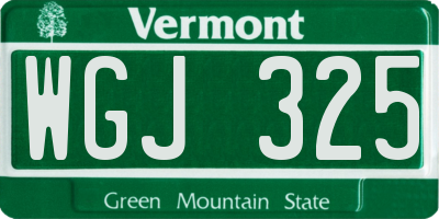 VT license plate WGJ325