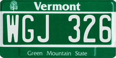 VT license plate WGJ326