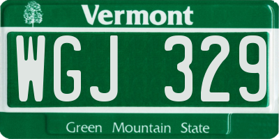 VT license plate WGJ329