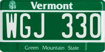 VT license plate WGJ330
