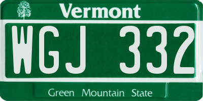 VT license plate WGJ332
