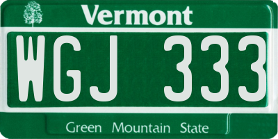 VT license plate WGJ333