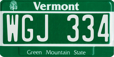 VT license plate WGJ334