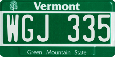VT license plate WGJ335