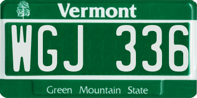 VT license plate WGJ336