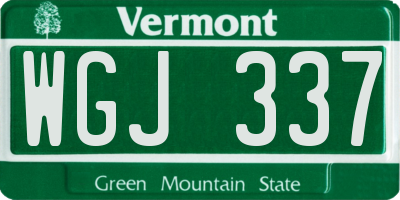 VT license plate WGJ337