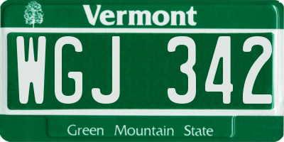 VT license plate WGJ342