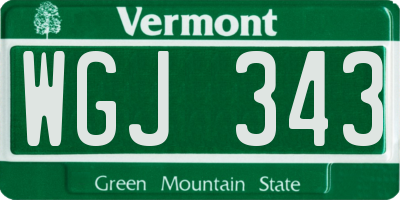 VT license plate WGJ343