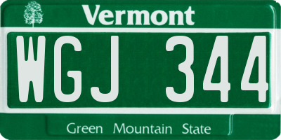 VT license plate WGJ344