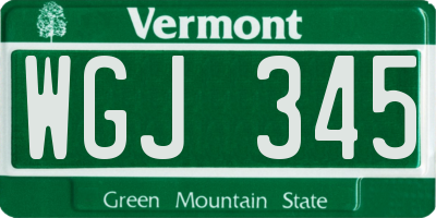 VT license plate WGJ345