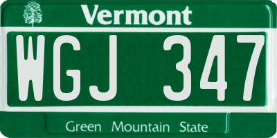 VT license plate WGJ347